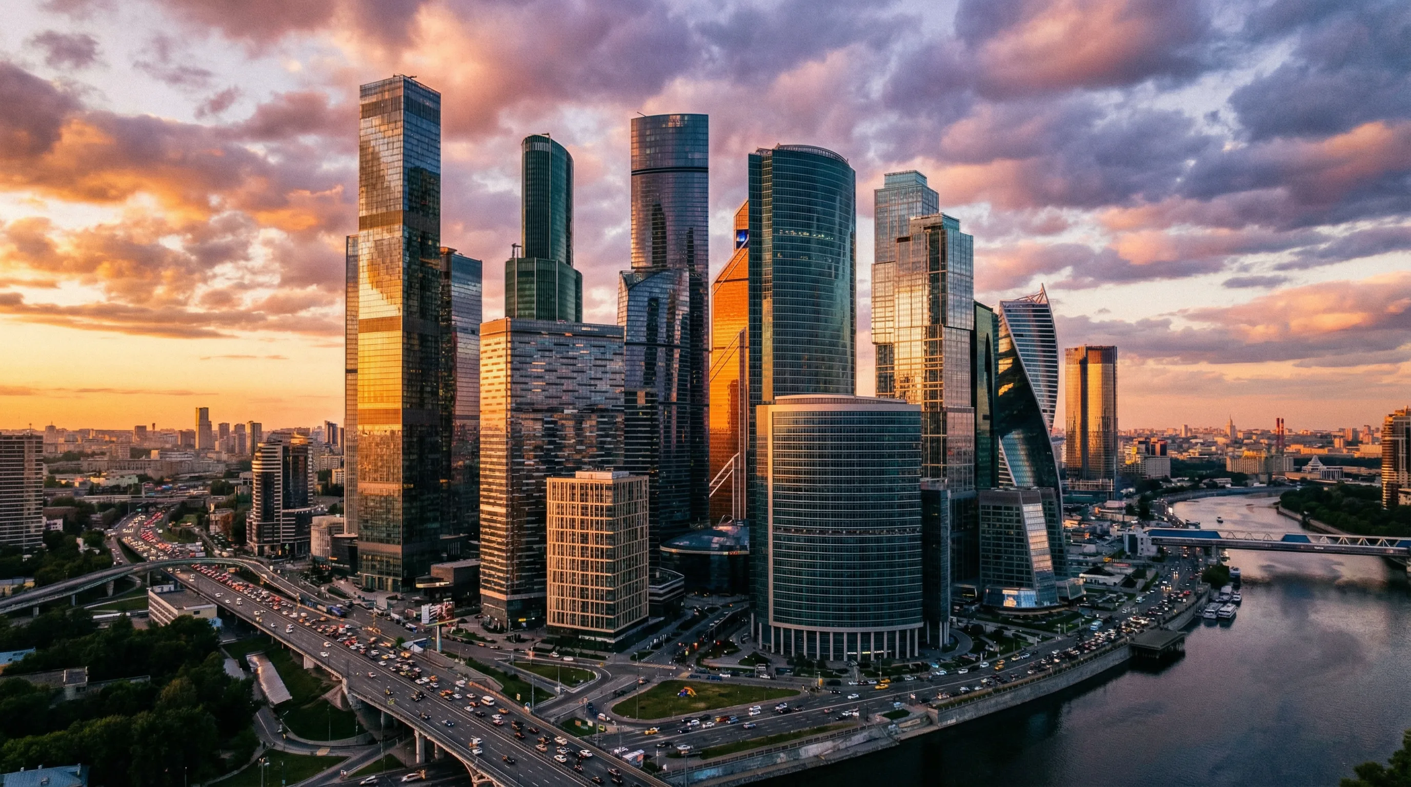 大象传媒精选视频 - 都市黄昏航拍全景